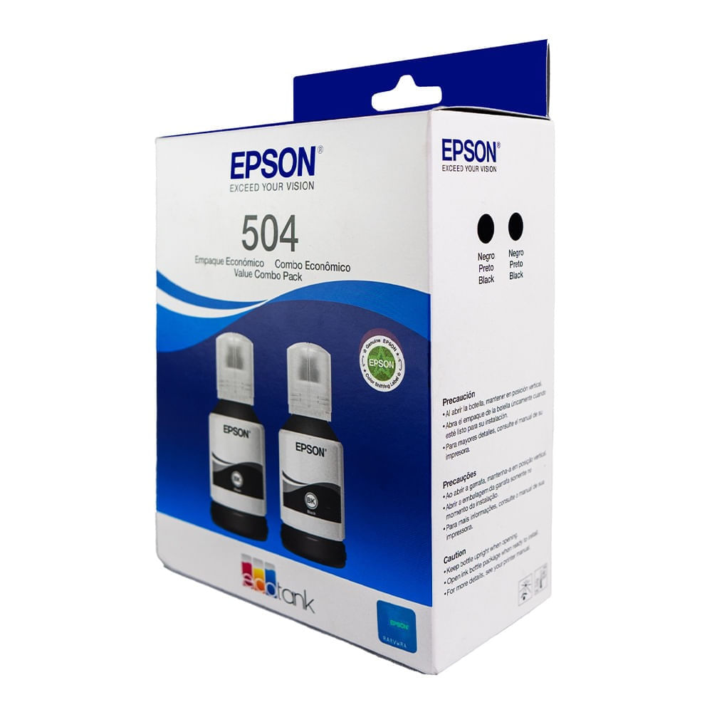 Imagen 2 del producto Combo: Pack de 2 botellas de tinta Epson T504 Negro, hasta 15000 páginas + Papel fotográfico Office Paper brillante Canvas, A4, 10 hojas, 180g