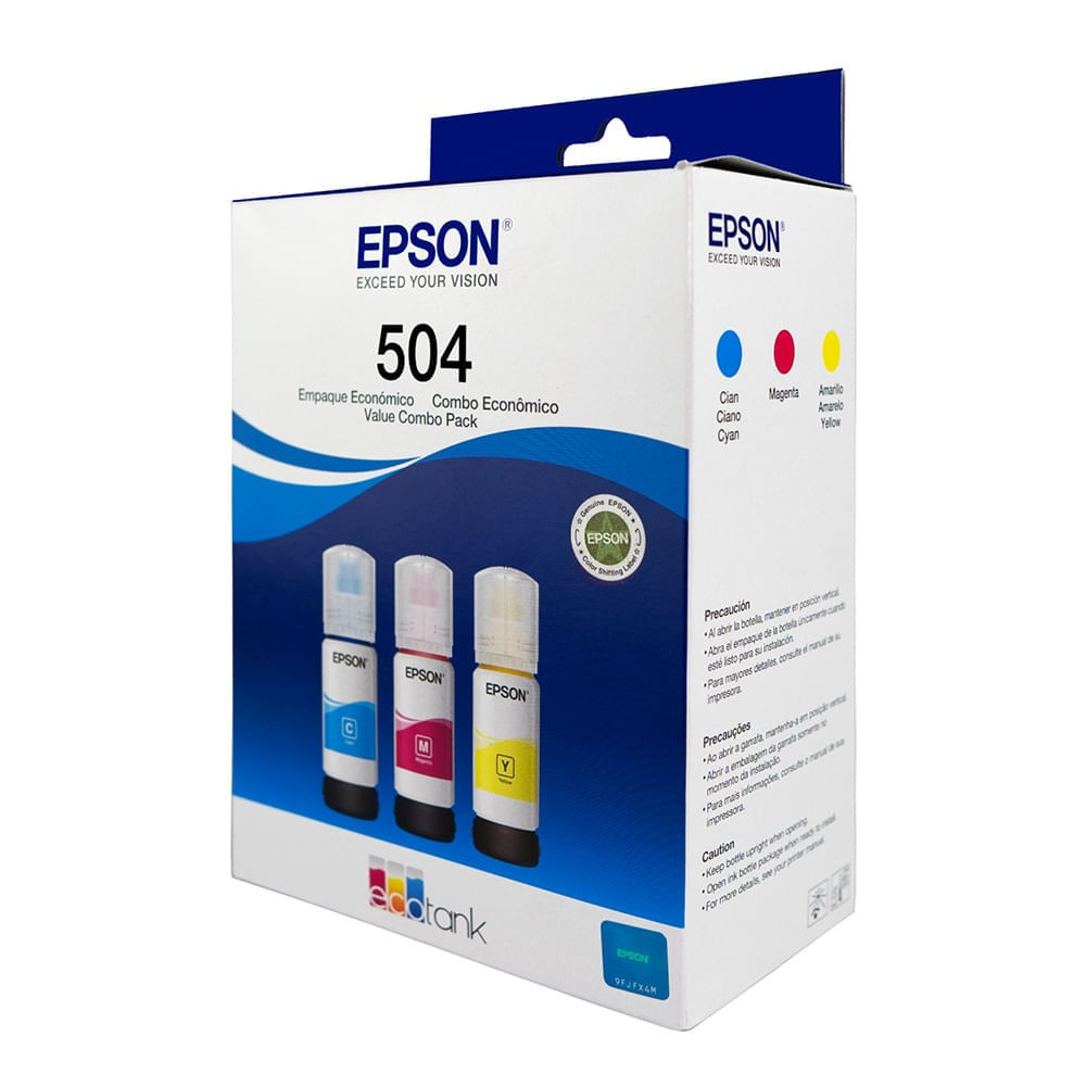 Imagen 2 del producto Combo: Pack de 3 botellas de tinta Epson T504 Cmy, hasta 6000 páginas a color + Papel fotográfico Office Paper brillante Canvas, A4, 10 hojas, 180g