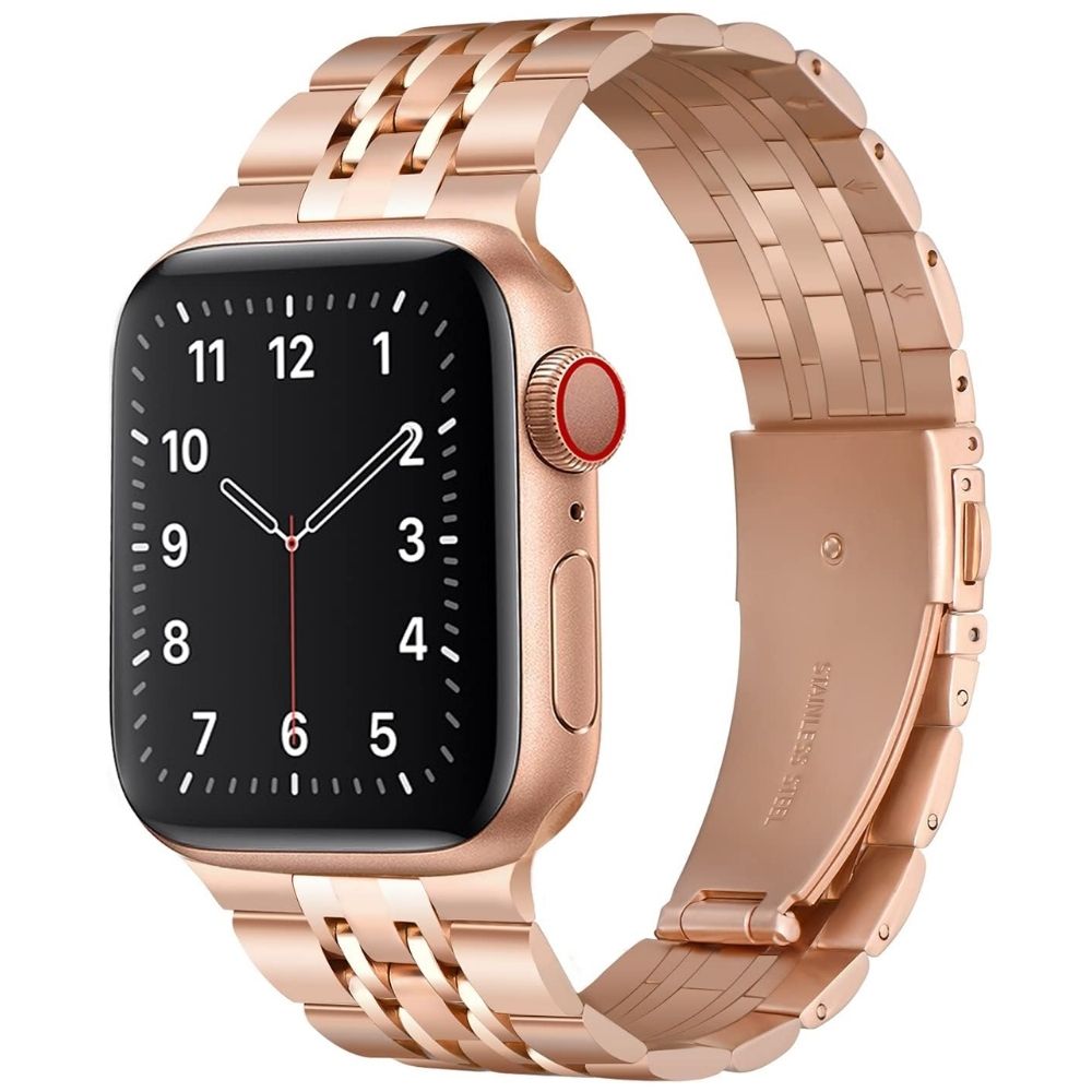 Correa acero inoxidable Loop Urvoi, para Apple Watch 46mm, Series 10 y 11, cierre plegable, rose gold