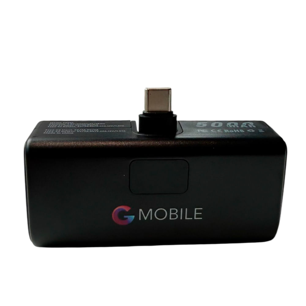 Mini batería externa Coolbox GMobile 5000 mAh, 20W, conexión USB Tipo-C, para celulares, negro