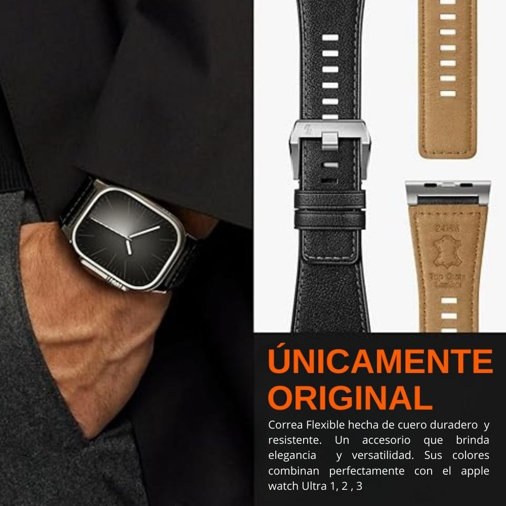 Imagen 2 del producto Correa Suitisbest Classic para Apple Watch Ultra y Series 10/11 46mm, hebilla acero, negro