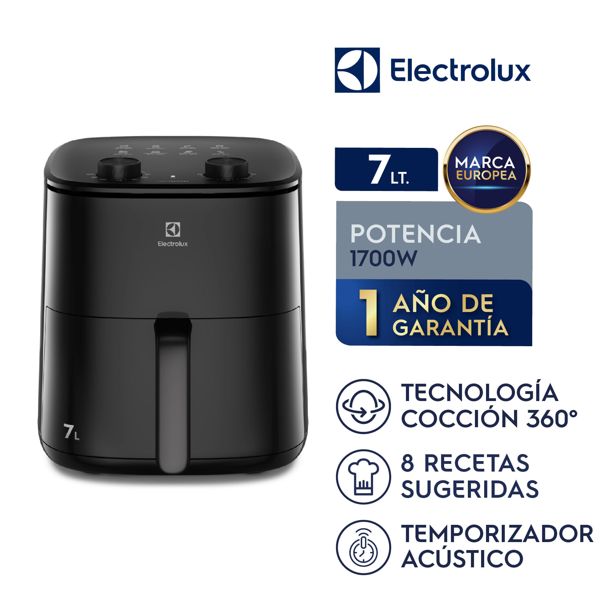 Imagen 2 del producto Freidora de aire EAF70 Electrolux Efficient 7 litros, 1700W, negro