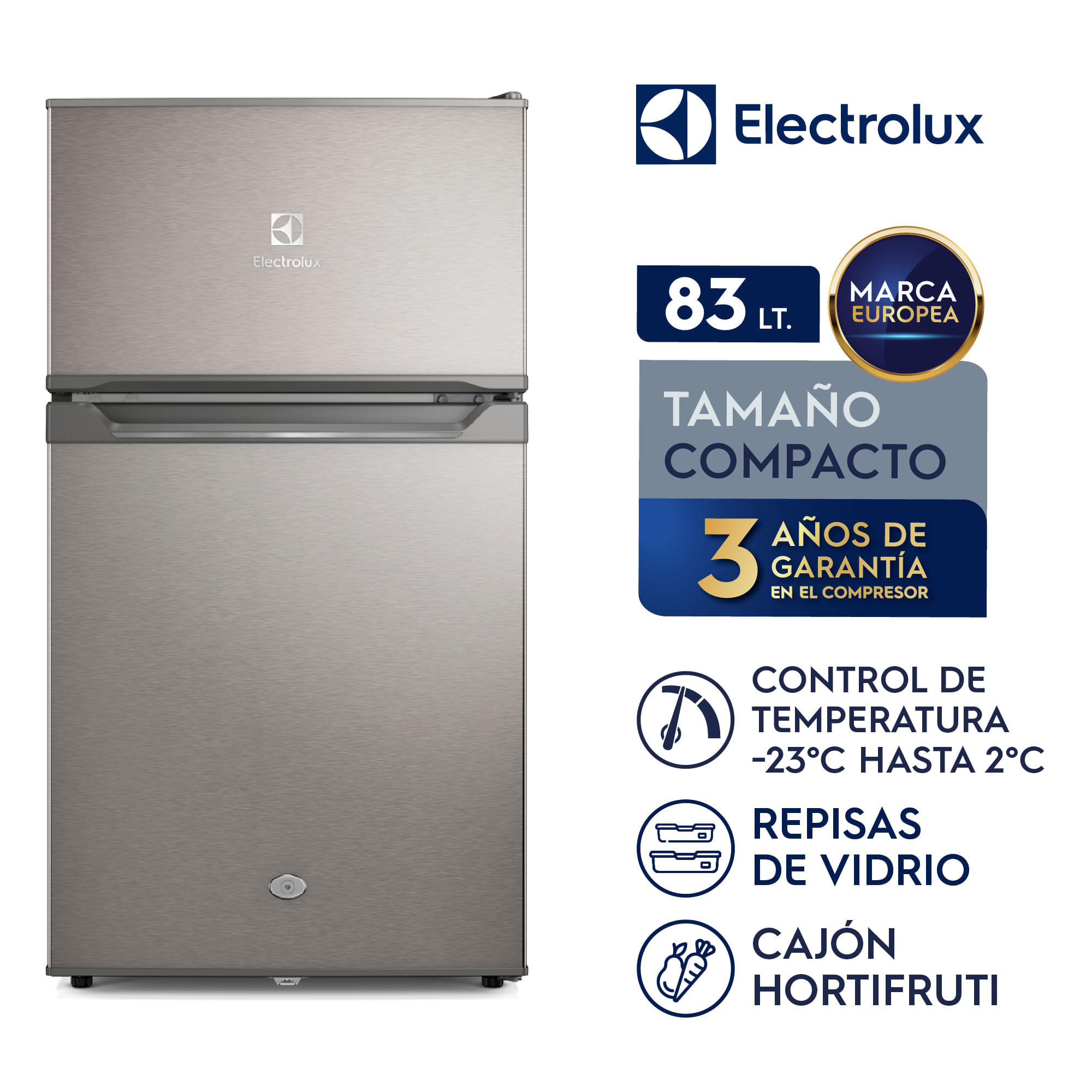 Imagen 2 del producto Frigobar Electrolux ERT95S2P5AS 83L Frost, con congelador superior, gris