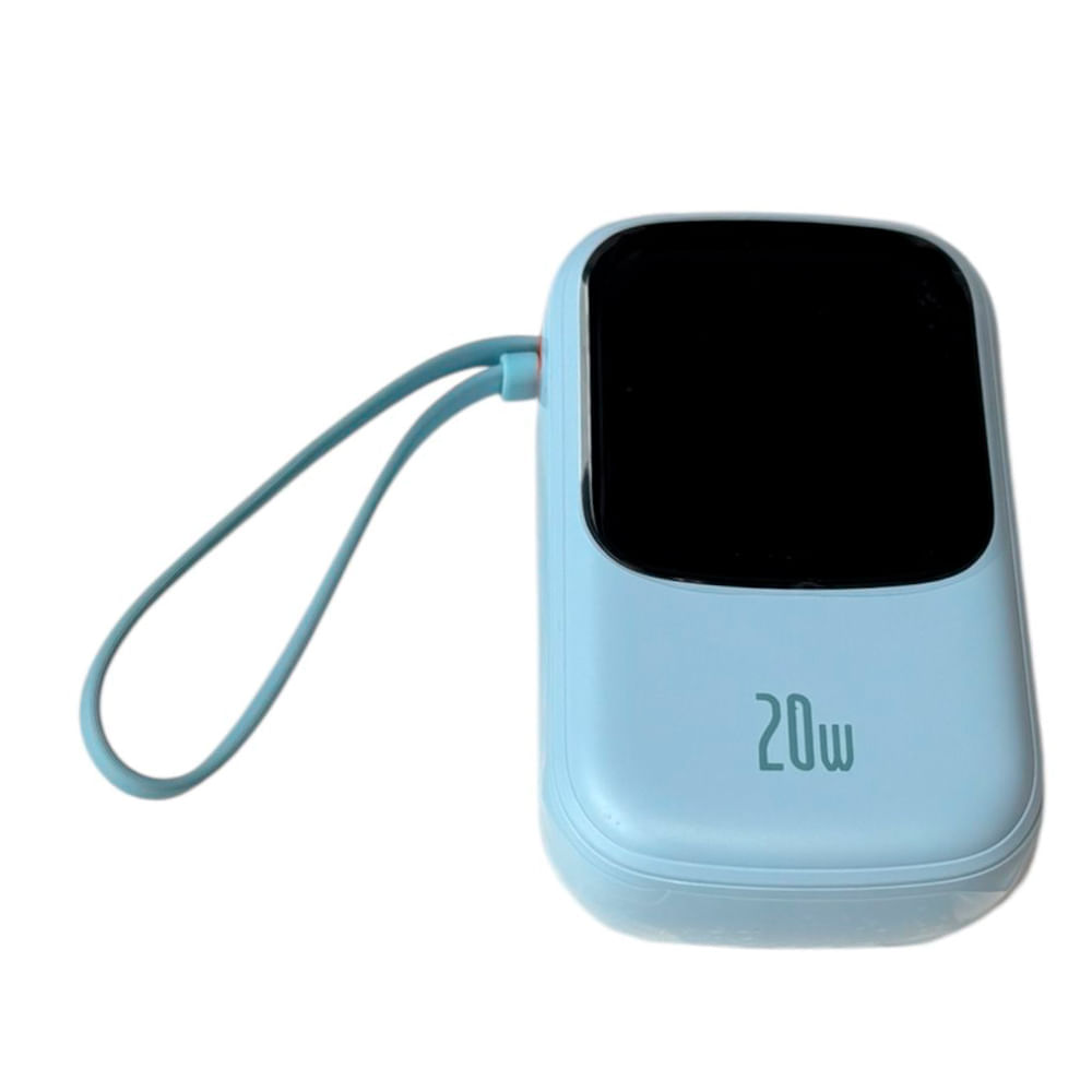 Batería externa Baseus 20000 mAh, inalámbrico, 20W, USB TIP-C, ligthning, celeste