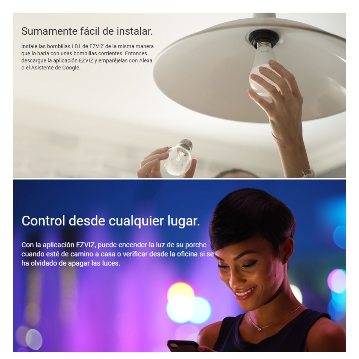 Imagen 2 del producto Cámara de seguridad EZVIZ H8C exterior Full HD 1080p Wi-Fi infrarrojo rotación 360°, blanco + Foco inteligente