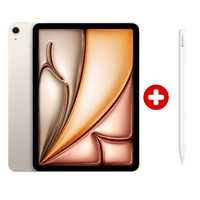 iPad Air M4 11"" 128GB, 12GB RAM, cámara principal 12MP y frontal 12MP, batería larga duración, procesador M4, starlight + Pencil pro