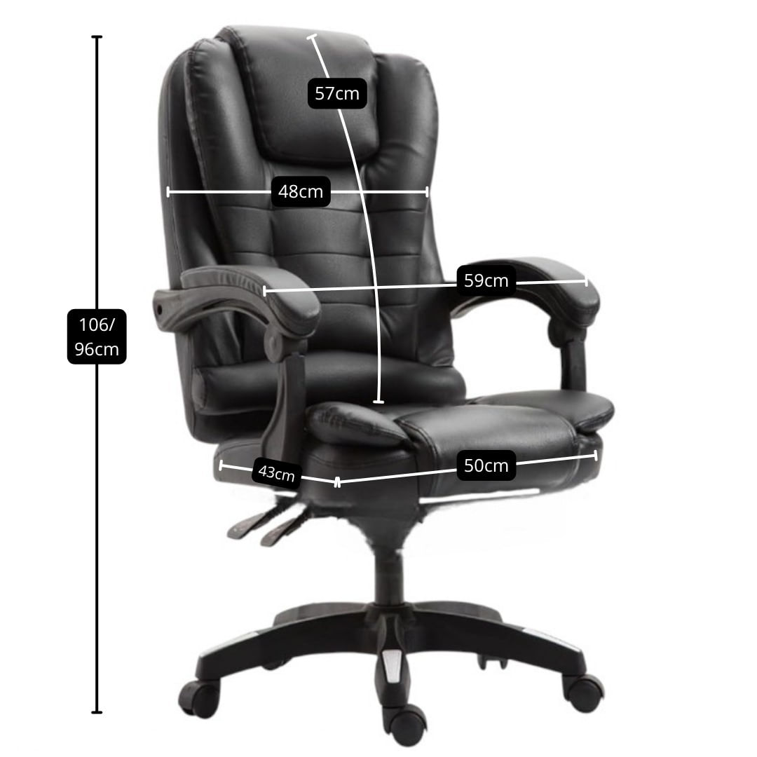 Imagen 2 del producto PREVENTA: Silla de oficina reclinable relleno PU, altura ajustable, ruedas silenciosas para hogar, oficina