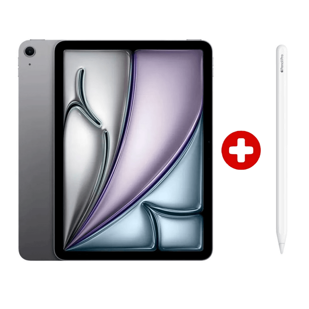 iPad Air M4 11" 128GB, 12GB RAM, cámara principal 12MP y frontal 12MP, batería larga duración, procesador M4, spacegray + Pencil Pro