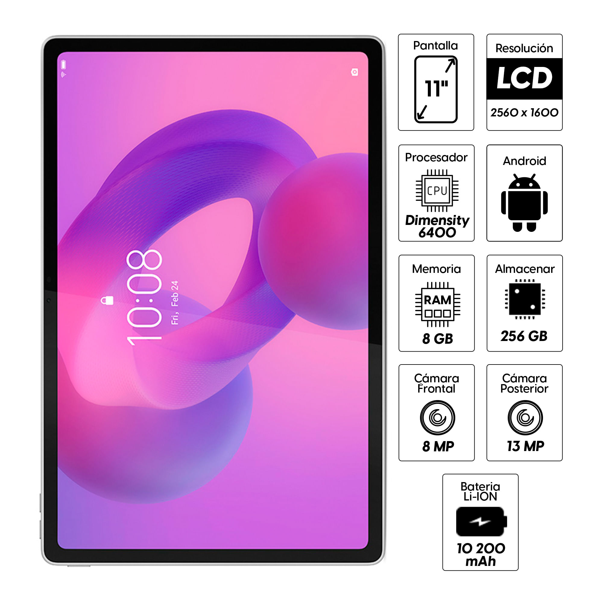 Imagen 2 del producto Tablet Lenovo Idea Tab Plus 12.1"" 256GB, 8GB RAM, cámara principal 13MP y frontal 8MP, 10200 mAh, MediaTek Dimensity 6400, grey