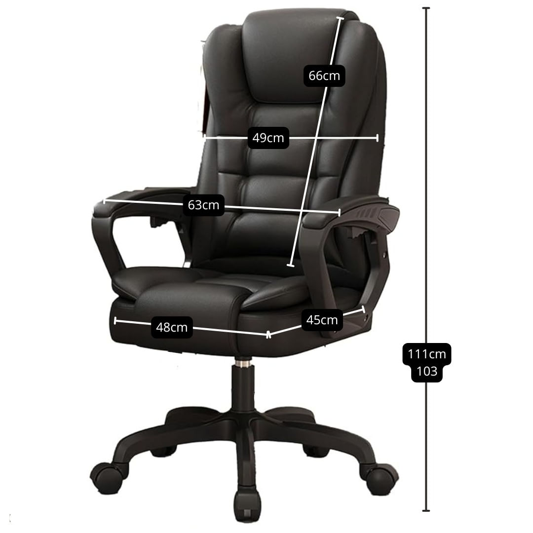 Imagen 2 del producto PREVENTA: Silla Aura ejecutiva 110 kg con reposapiés, estructura PVC, reclinable, negro