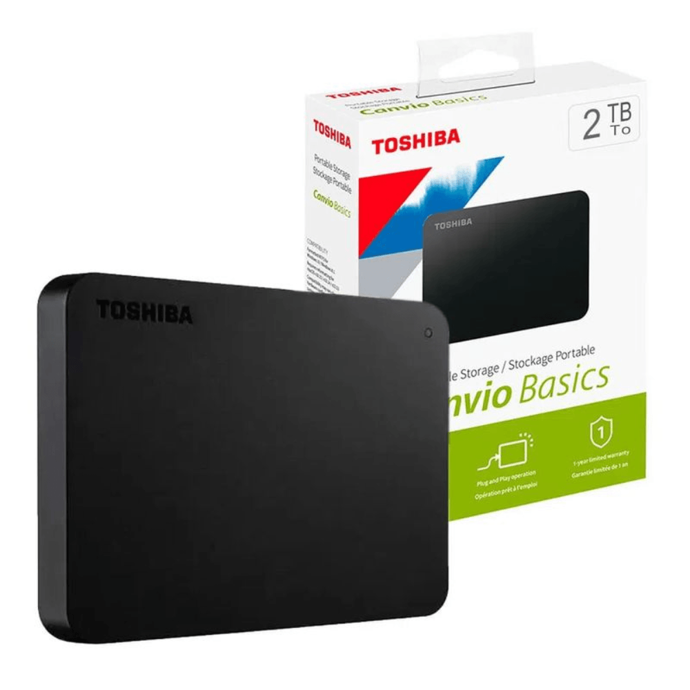 Disco duro externo portátil Toshiba Canvio Basics 2TB, USB 3.2 5 Gbit/s, negro