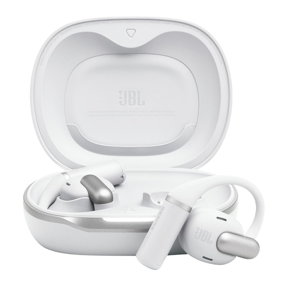 Audífonos bluetooth True Wireless JBL Sense, resistente al agua IP54, con micrófono, duración máx. 38 horas con estuche, blanco
