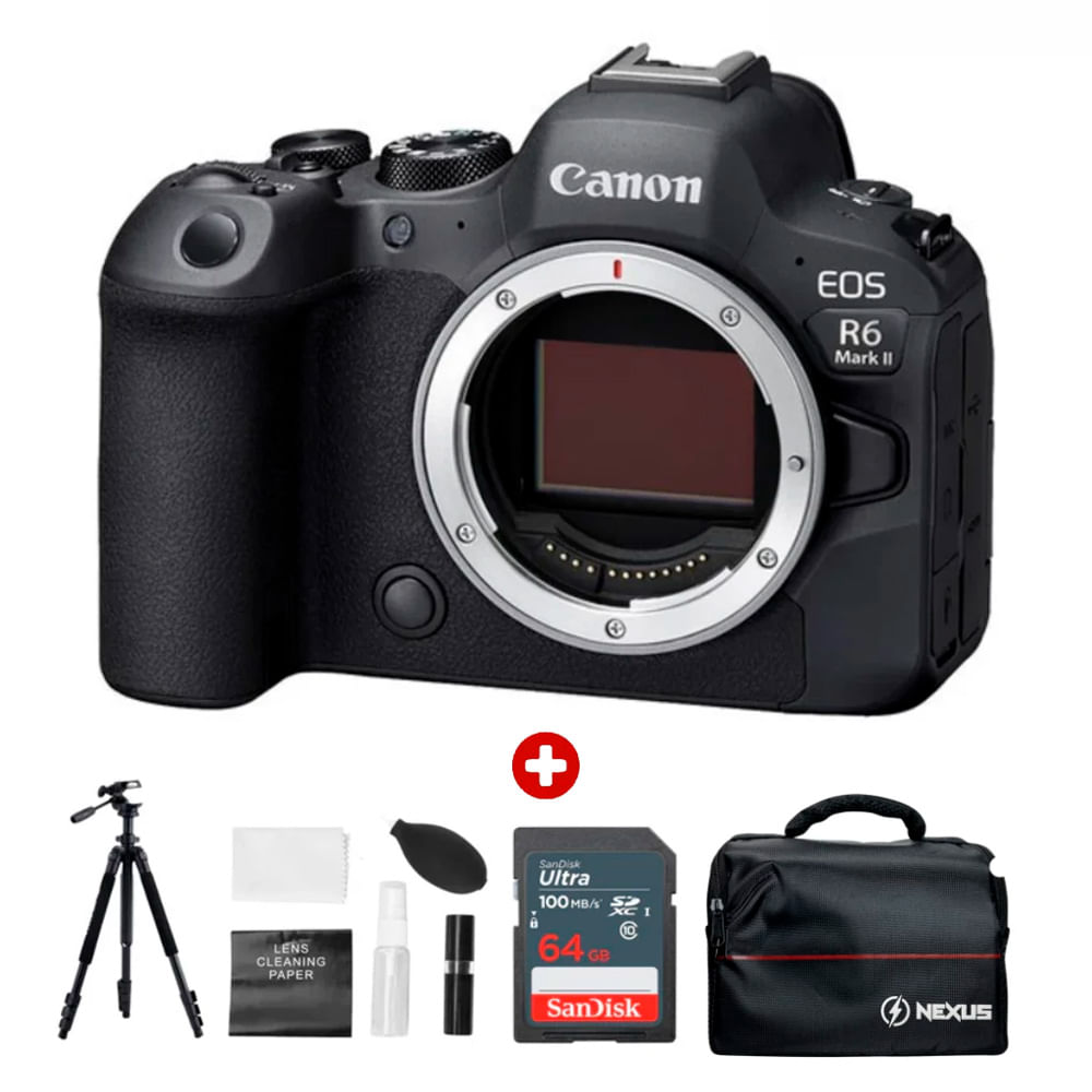 Imagen 1 del producto Cámara mirrorless Canon EOS R6 Mark II 24.2MP sin lente video 4K 60p Dual Pixel CMOS AF II pantalla táctil + Kit Ultimate