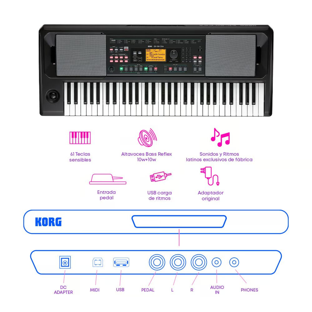Imagen 2 del producto Teclado Musical EK-50 CSA Pack Latino Avanzando
