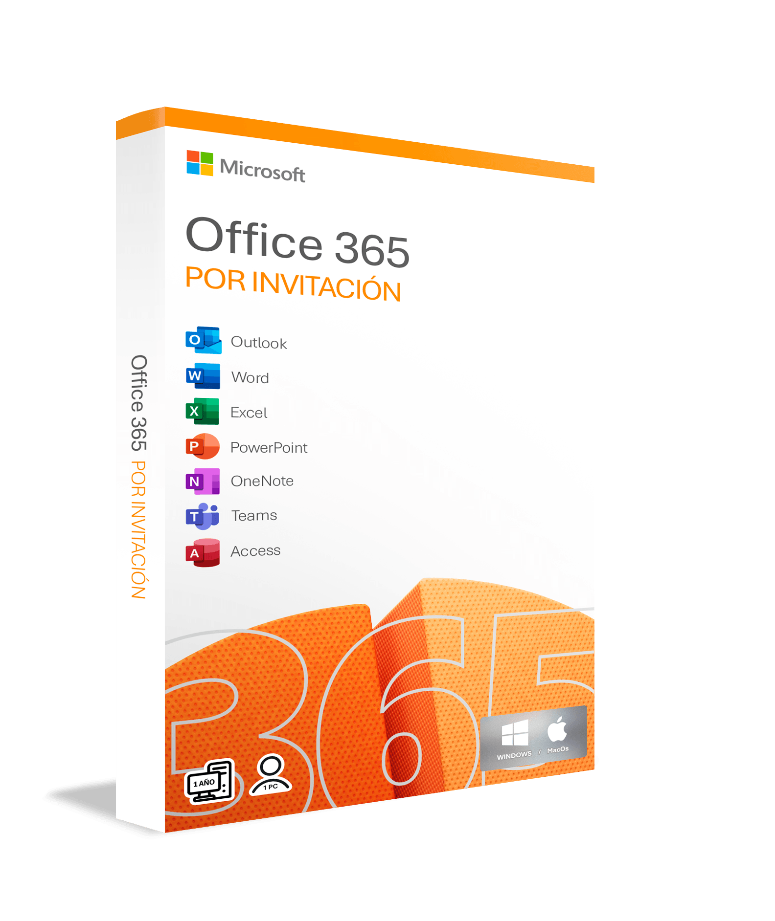 Licencia Digital office 365 por invitacion, 1 año, 1 usuario, 5 dispositivos