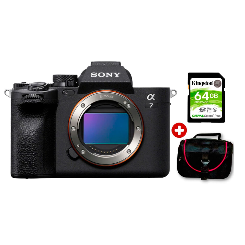 Cámara mirrorless Sony Alpha a7 IV 33MP, cuerpo solo, video 4K, enfoque Fast Hybrid AF, pantalla táctil, negro + Kit básico