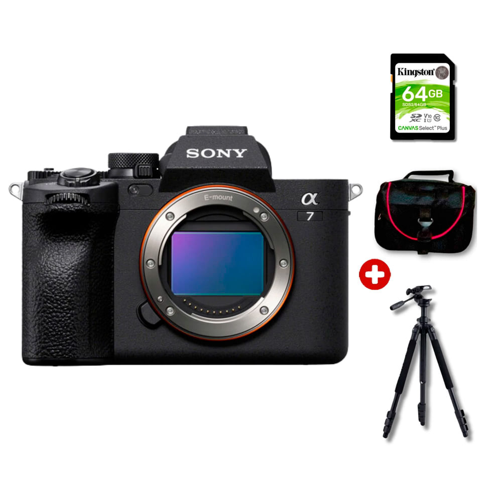 Cámara mirrorless Sony Alpha a7 IV 33MP, cuerpo solo, video 4K, enfoque Fast Hybrid AF, pantalla táctil + kit deluxe