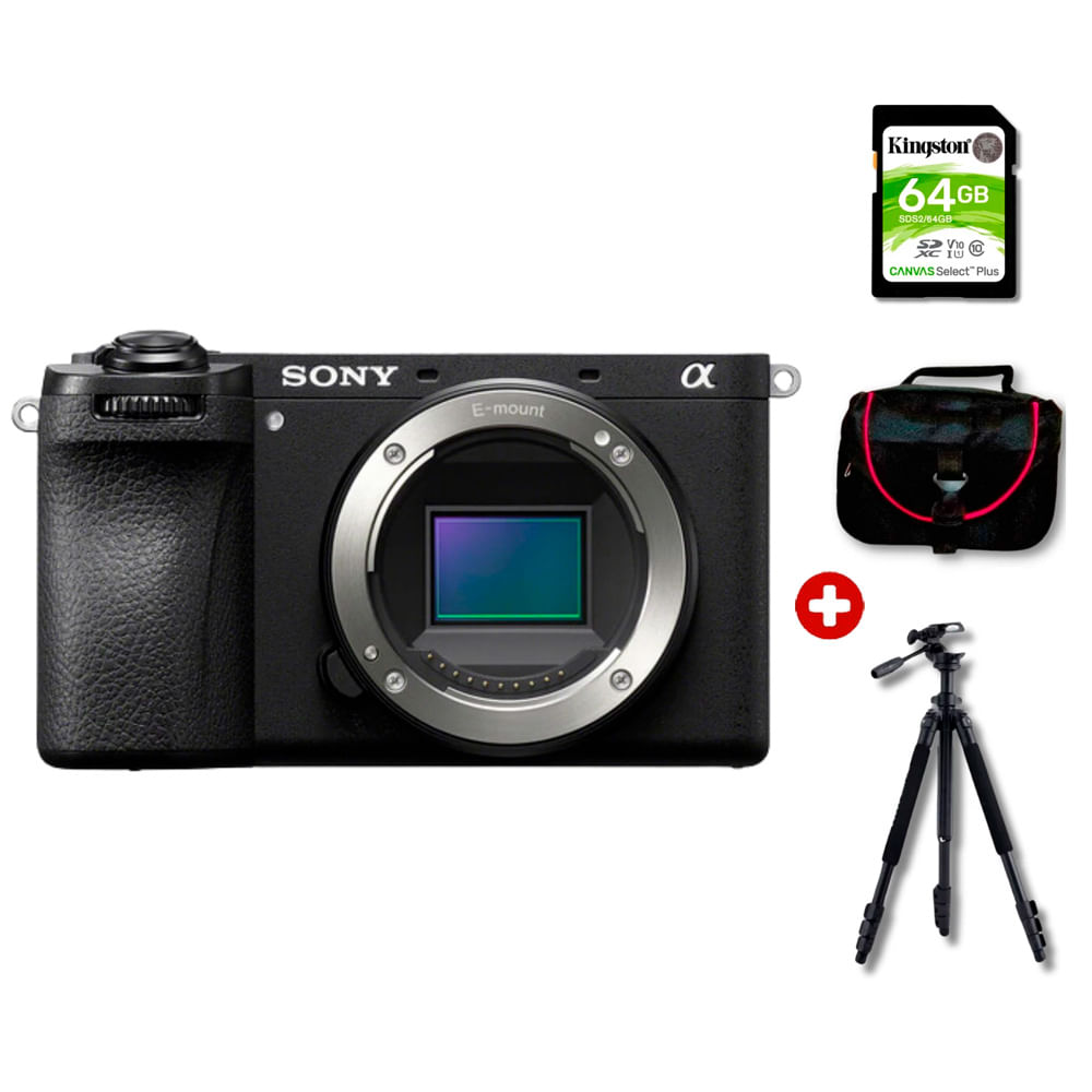 Cámara mirrorless Sony Alpha a6700 26MP, cuerpo solo, video 4K, enfoque Fast Hybrid AF, pantalla táctil + kit Deluxe
