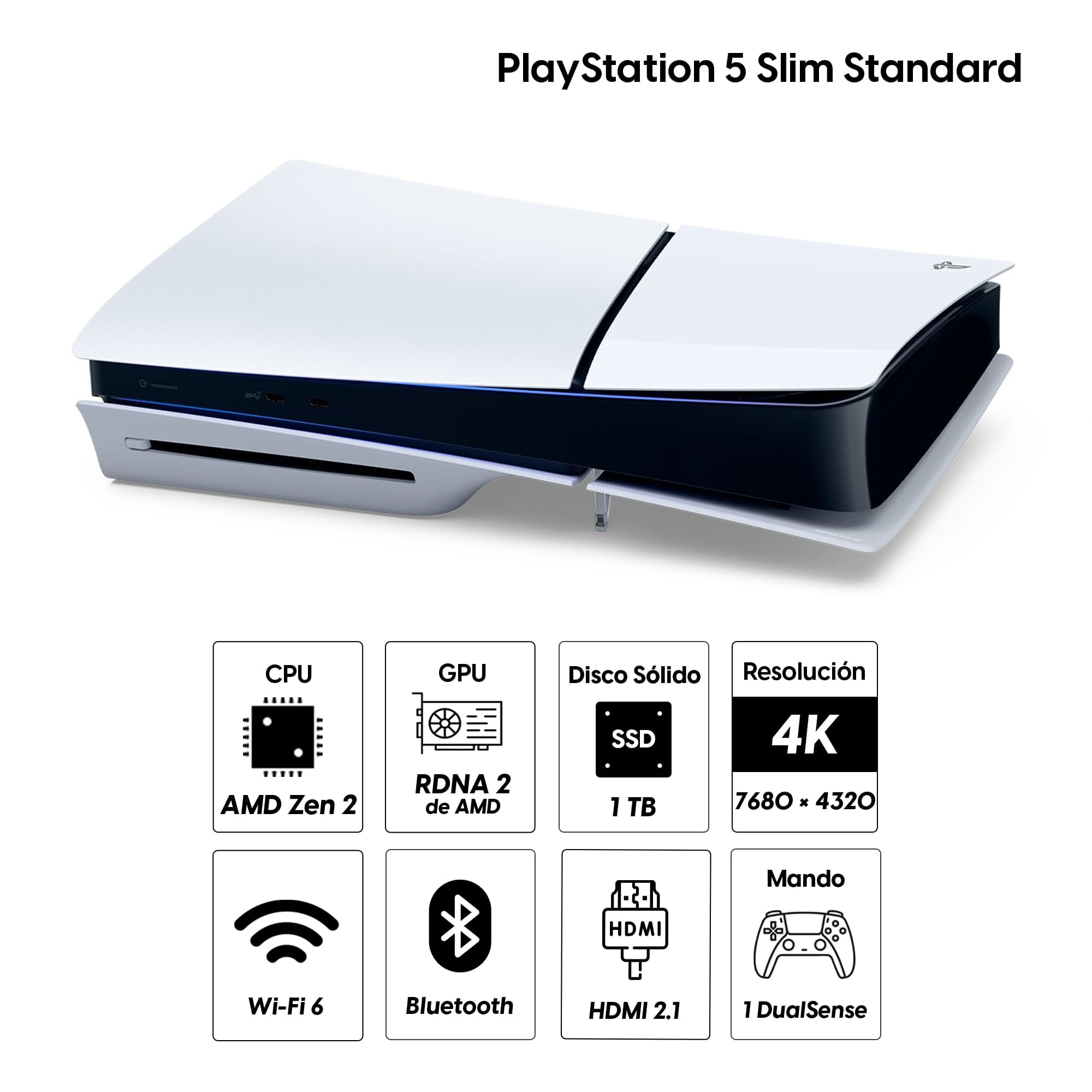 Imagen 2 del producto Consola PlayStation 5 Slim Edición Standard Bundle Gran Turismo 7 + Astro Bot, SSD 1TB, lector de discos, gráficos4K, audio 3D, control DualSense