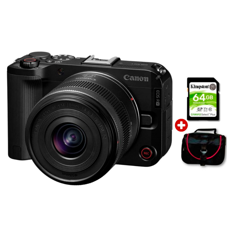 Cámara mirrorless Canon EOS R50 V 24.2MP, lente RF-S 14-30mm, video 4K, enfoque Dual Pixel CMOS AF II, pantalla táctil, negro