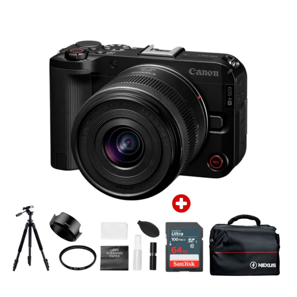Cámara mirrorless Canon EOS R50 V 24.2MP, lente RF-S 14-30mm, video 4K, enfoque Dual Pixel CMOS AF II, pantalla táctil + kit ultimate