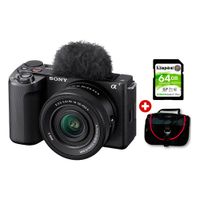 Cámara mirrorless Sony ZV-E10 II 26MP, lente 16-50mm, video 4K, enfoque Fast Hybrid AF, pantalla táctil