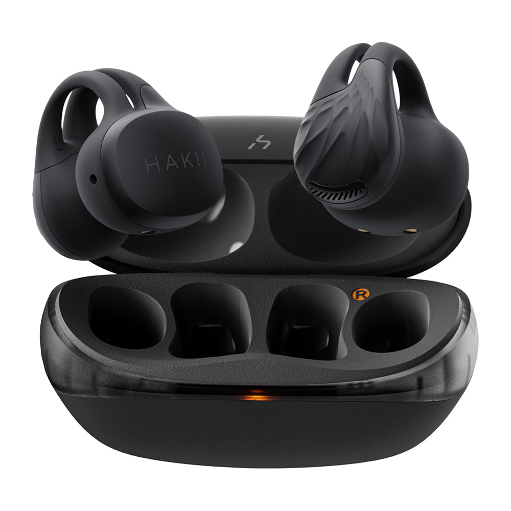 Audífonos bluetooth True Wireless Hakii Link, resistencia al agua IPX5, batería 5 horas con estuche de carga, negro