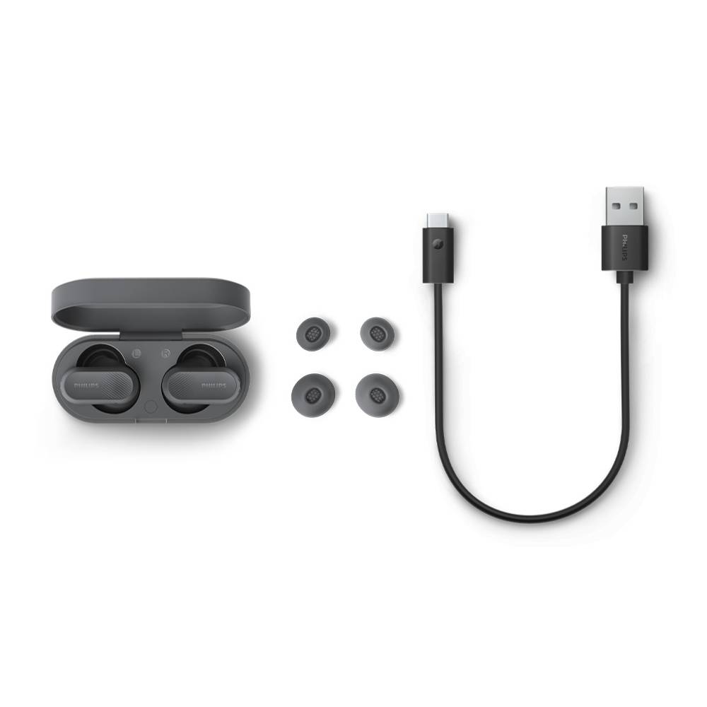 Imagen 2 del producto Audífonos bluetooth True Wireless Philips TAT3509GY, resistencia al agua IPX4, batería hasta 24 horas, gris