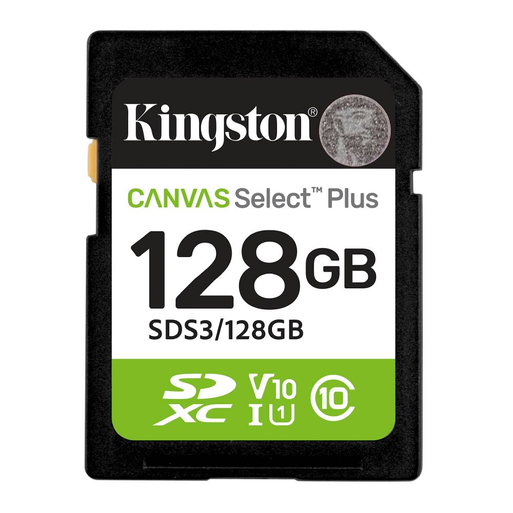 Tarjeta SDXC Kingston Canvas Select Plus Gen3 128GB, U1 V10, 150 MB/s