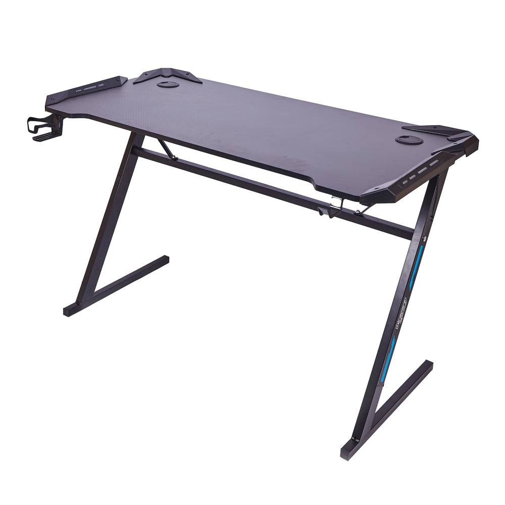 Mesa gamer Coolbox T4G Gaming con luces RGB, portavasos y soporte para audífonos, 120x 60 cm, negro