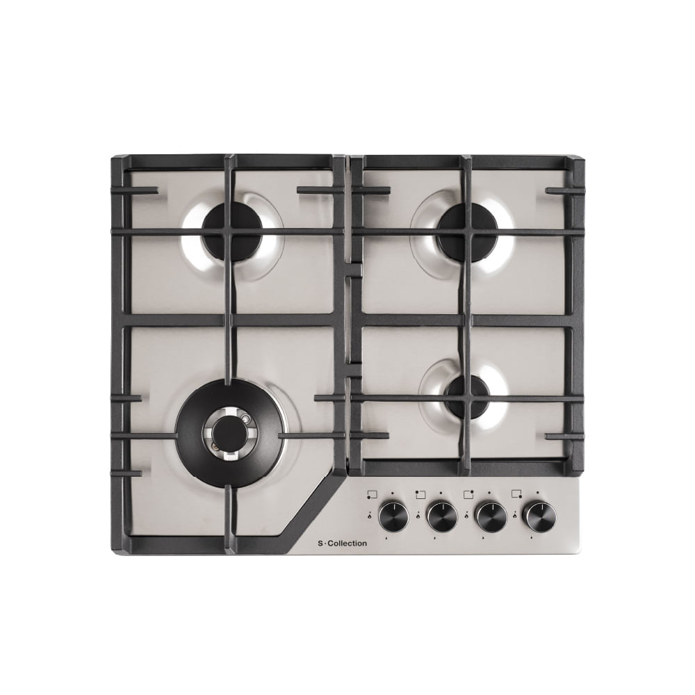 Encimera a gas SCollection 3120SOLCO063, 4 quemadores Italianos-SABAF, acero inoxidable, gris
