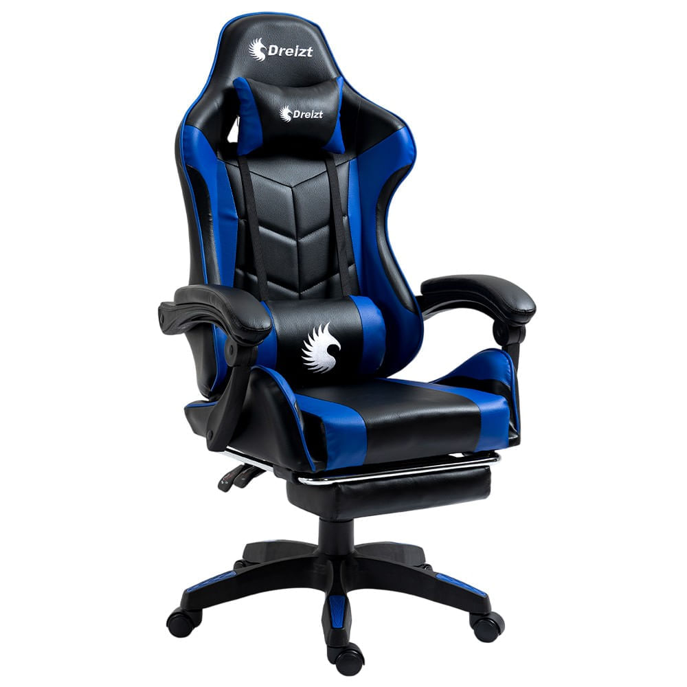 Imagen 2 del producto Silla Gamer ergonómica Dreizt Shine Series, máx 120 kg, soporte lumbar, inclinación 155°, azul