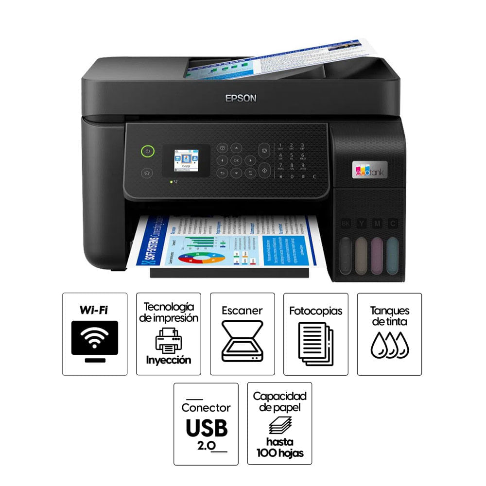 Imagen 2 del producto Impresora multifuncional Epson Ecotank L5290, inyección de tinta, inalámbrica, Wi-Fi, con tanques recargables
