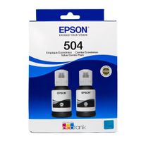 Pack de 2 botellas de tinta Epson T504 Negro rinde hasta 15000 páginas