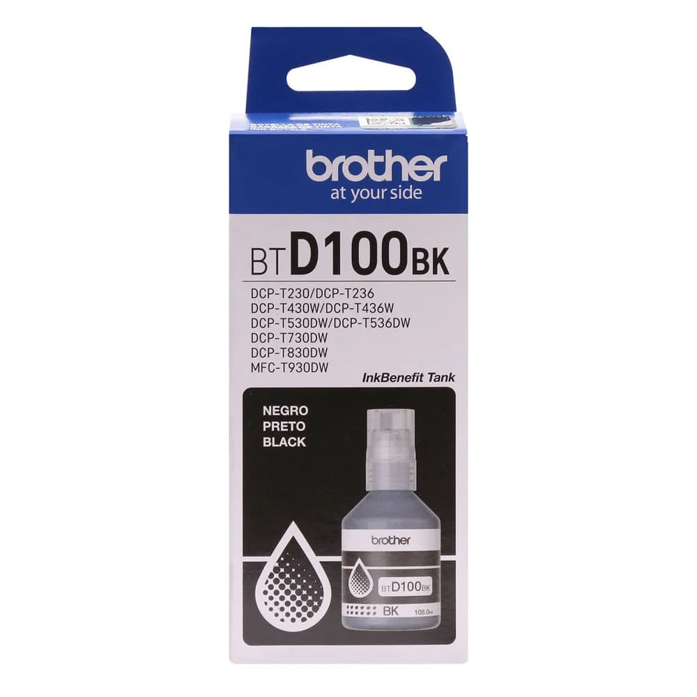Tinta Brother BTD100BK negra rinde hasta 7500 páginas