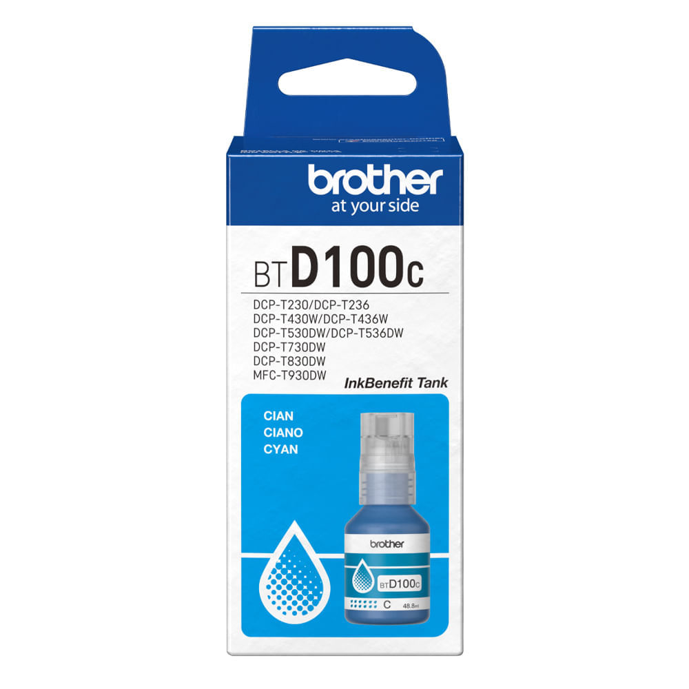 Tinta Brother BTD100C cian rinde hasta 5000 páginas