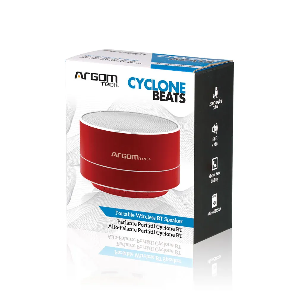 Imagen 2 del producto Parlante bluetooth ArgomTech Cyclone ARG-SP-2803RD 3W, hasta 8 horas de reproducción, rojo