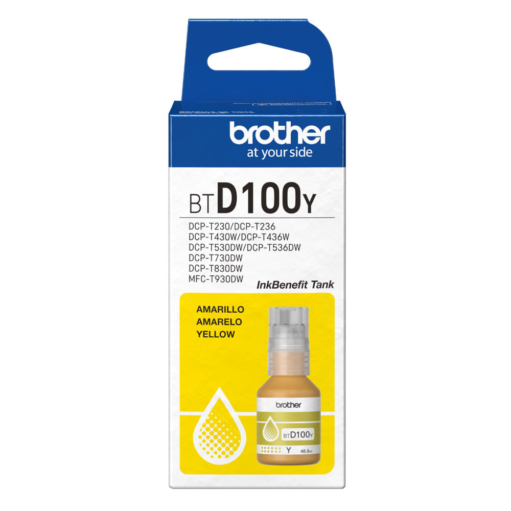 Tinta Brother BTD100Y amarillo rinde hasta 5000 páginas