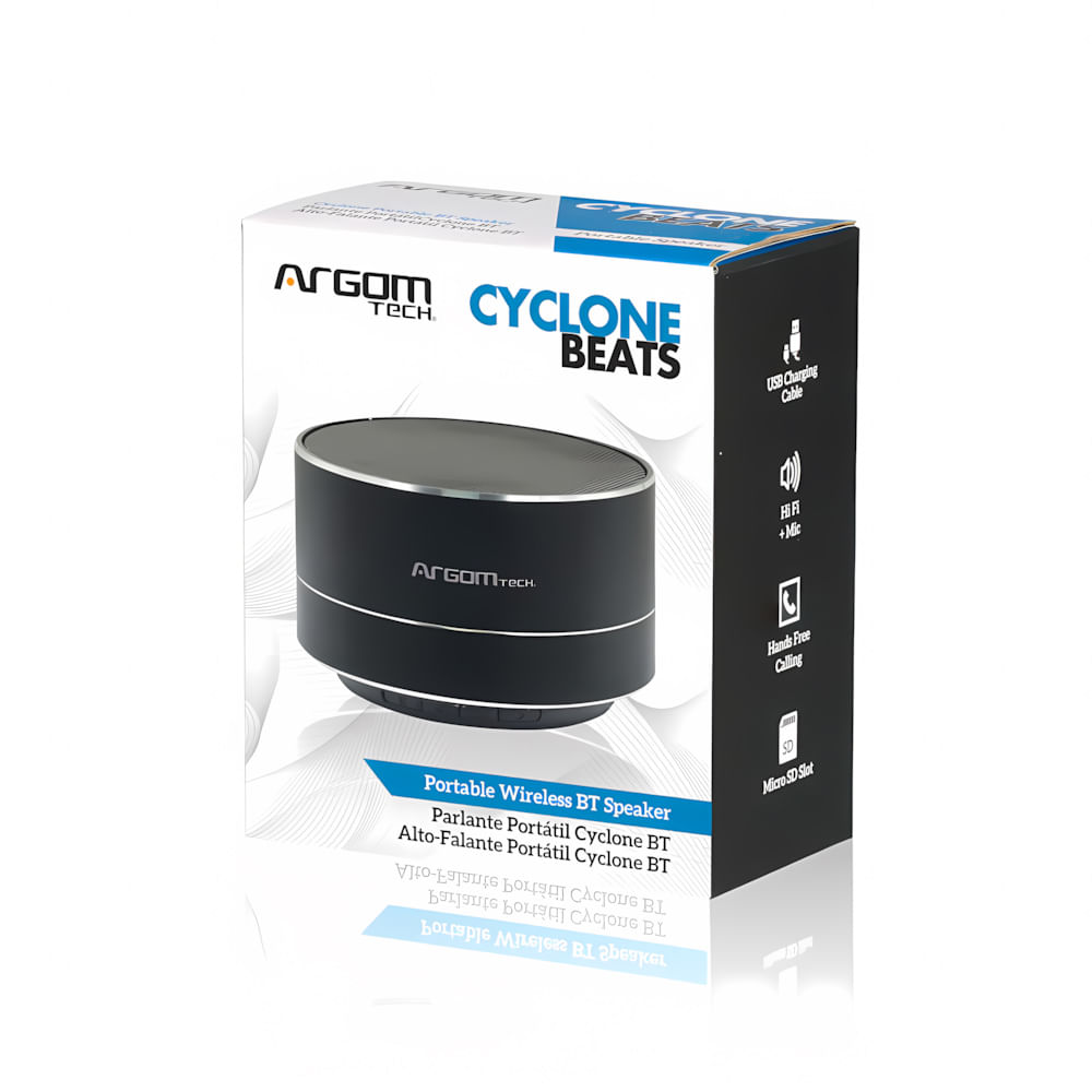 Imagen 2 del producto Parlante bluetooth ArgomTech Cyclone ARG-SP-2803BK 3W, hasta 8 horas de reproducción, negro