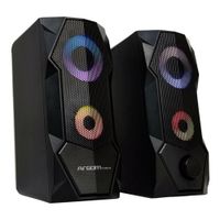 Parlante gamer para pc ArgomTech Combat SP68 ARG-SP-1068BK, 2.5W x2, USB/AUX de 3.5mm, estéreo, luces LED, negro