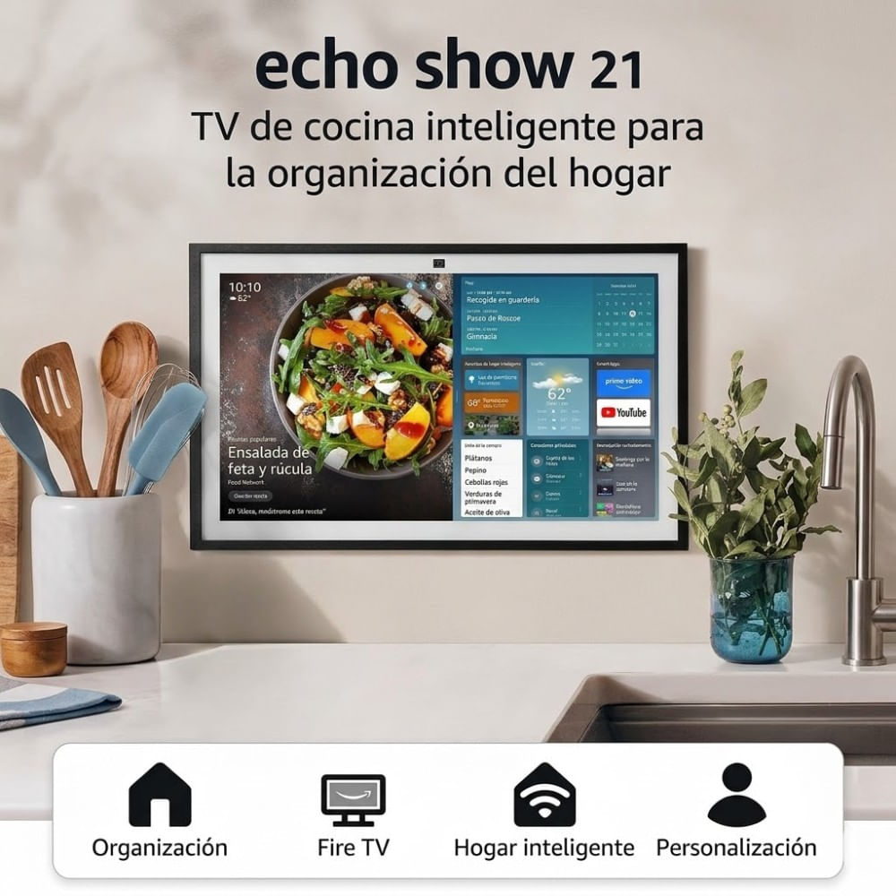 Imagen 2 del producto Pantalla inteligente Amazon Echo Show 21, 21"" FHD, control de voz, Alexa, control táctil, cámara 13MP, negro