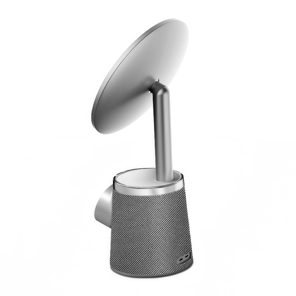 Imagen 2 del producto Espejo SEC multifuncional con luz LED, parlante y cargador inalámbrico, plateado