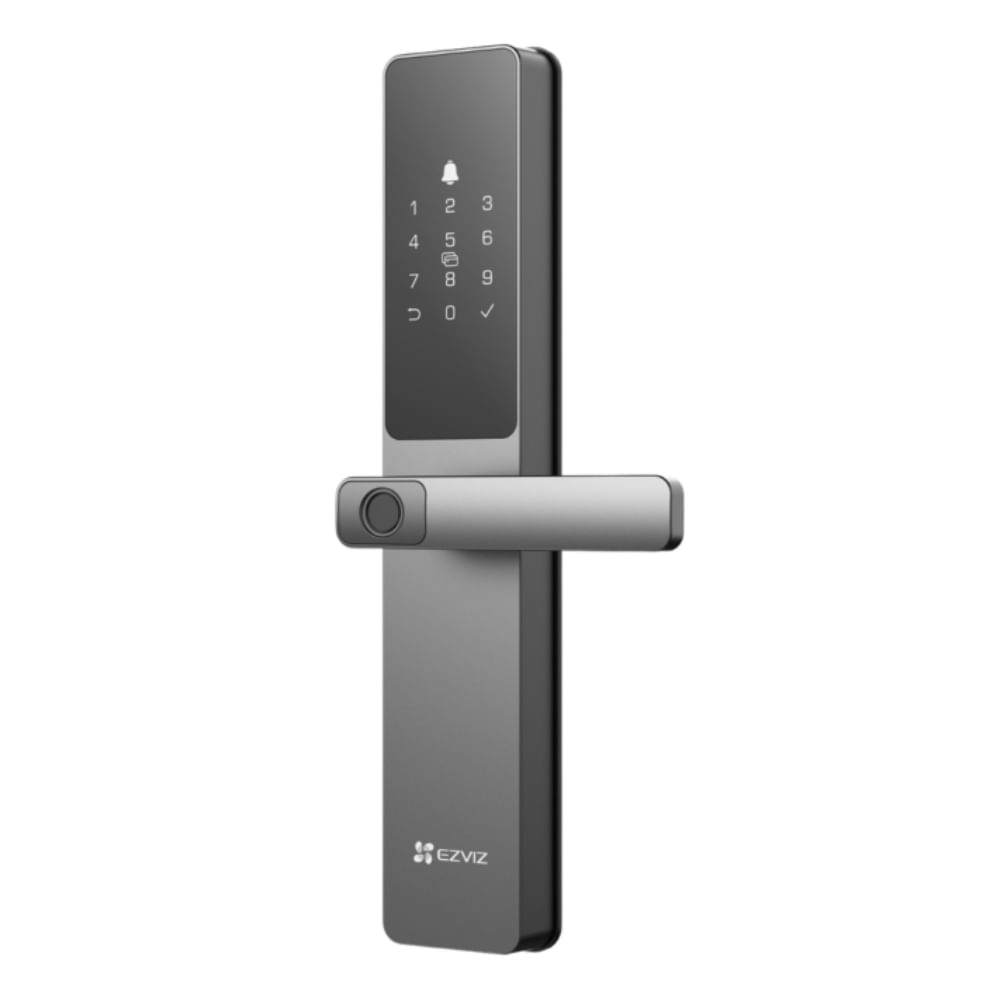 Cerradura inteligente EZVIZ DL05 Smart Lock, apertura por huella, código, tarjeta, app, incluye 2 tarjetas de proximidad, gris