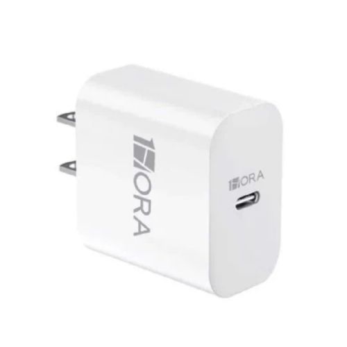Cargador de pared 1Hora, puerto tipo C, carga rápida 20W, blanco