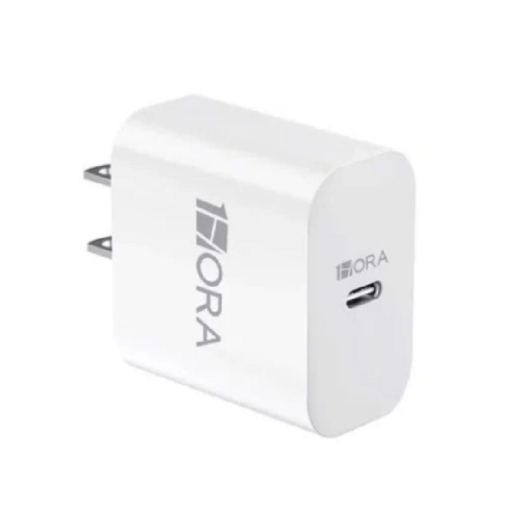 Cargador de pared 1Hora, puerto tipo C, carga rápida 20W, blanco