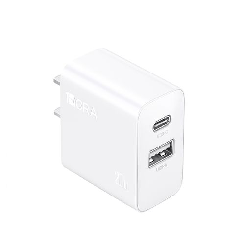 Cargador de pared 1Hora, puerto USB, puerto tipo C , 20W, carga rápida, blanco