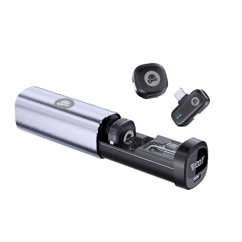 Imagen 2 del producto Micrófono inalámbrico Lavalier Hippo M42, 2 micrófonos, micrófono con estuche, conexión USB tipo-C, negro