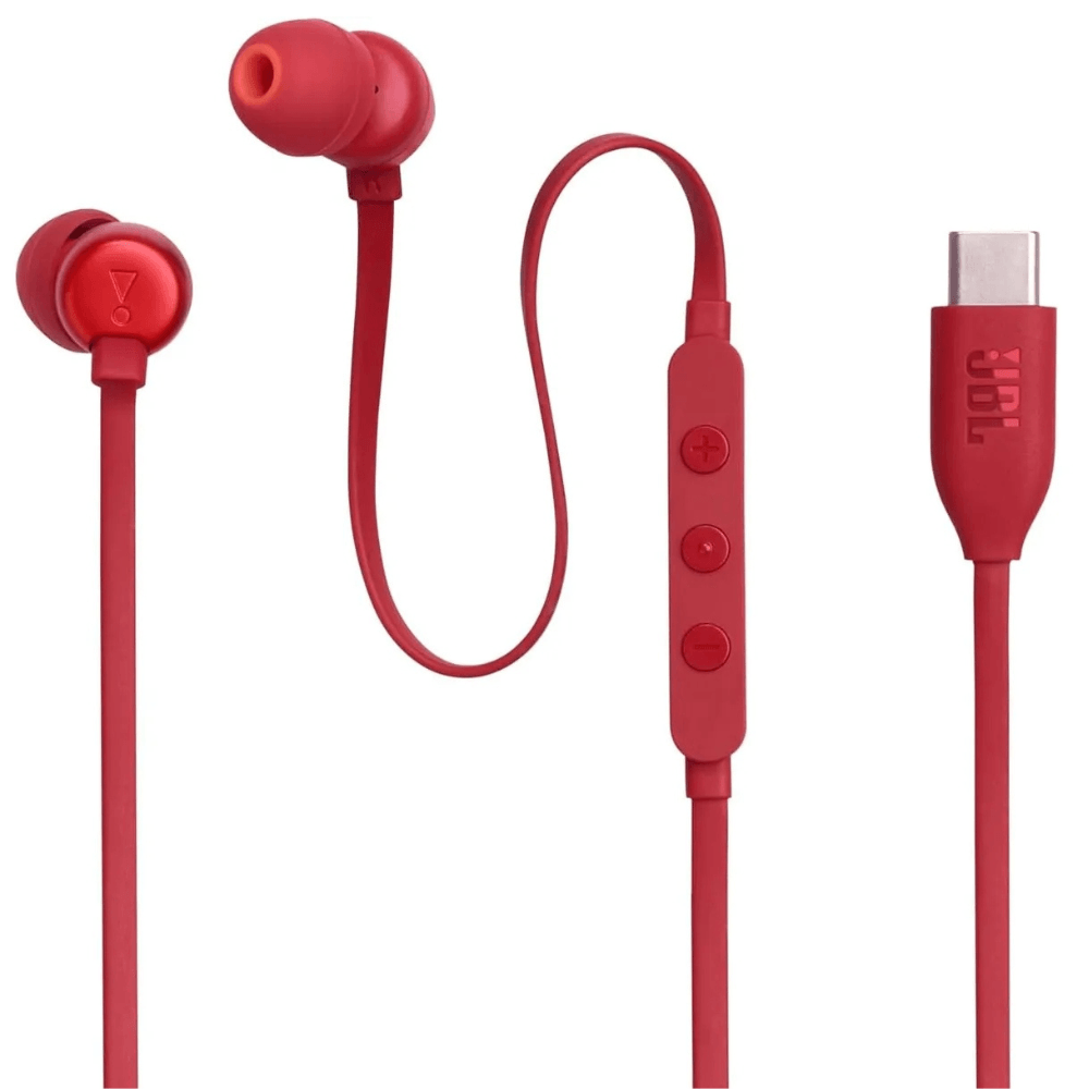 Audífonos in ear con micrófono JBL Tune 310C, sonido Pure Bass, conector Tipo C, control 3 botones, rojo