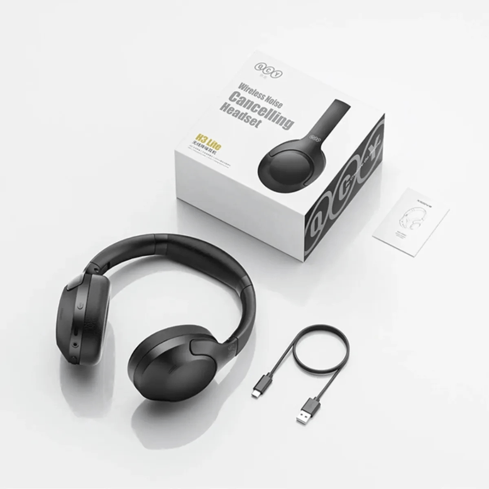 Imagen 2 del producto Audífonos con cancelación de ruido QCY H3 Lite, micrófono incorporado, máx. 60 horas, control de música y llamadas, negro