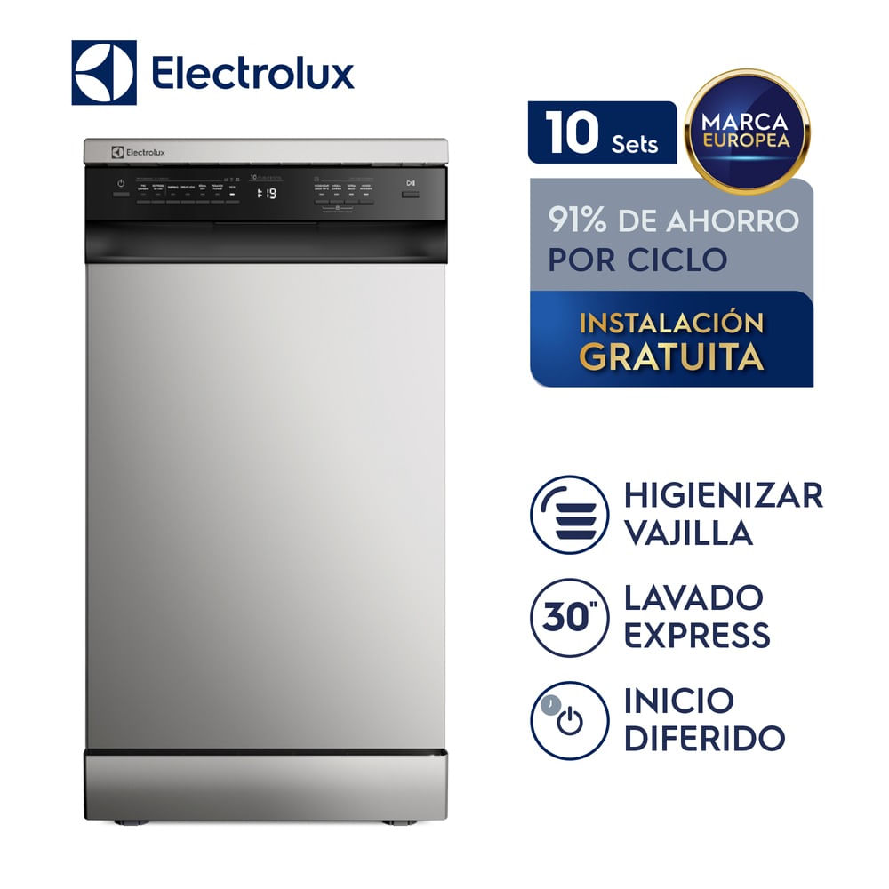 Imagen 2 del producto Lavavajillas Electrolux freestanding, 10 cubiertos, con programa Eco, rápido, función extra seco, acero inoxidable
